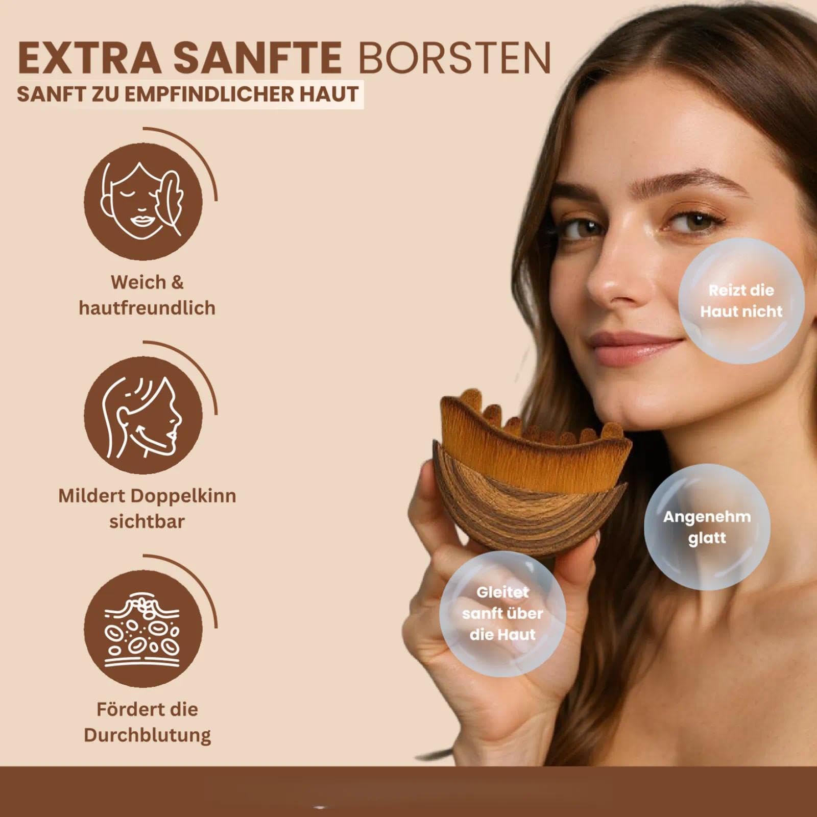 Aluvea GloBrush，Lymphatic Facial Brush, eine Konturierungs-Massagebürste für die Gesichtsreinigung und Kinnformung，Massieren Sie die Augen und Halsregion(Zwei)
