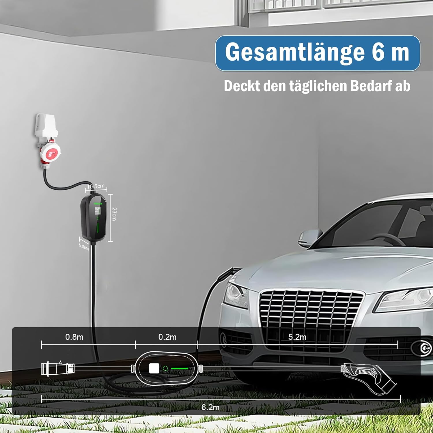 DAOLAR F097-E16A-3 EV Charger cable length diagram.