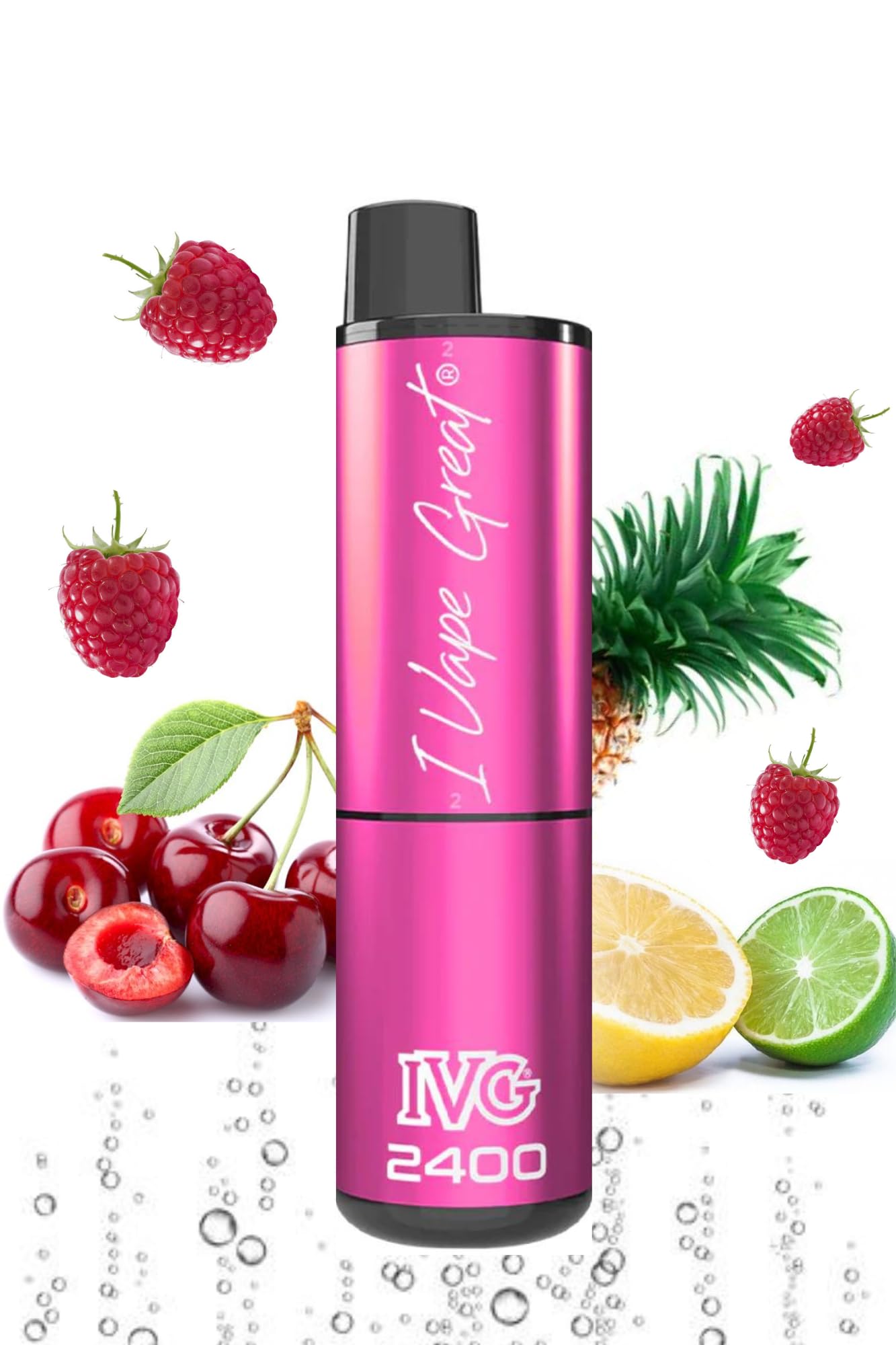 IVG 2400, Special Edition 2% : (4 in 1), Cherry Fizzy, Lime & Lemon, Pineapple Ice, Blue Raspberry Ice, Disposable vape accessory, Nicotine Free, Pack of 5.