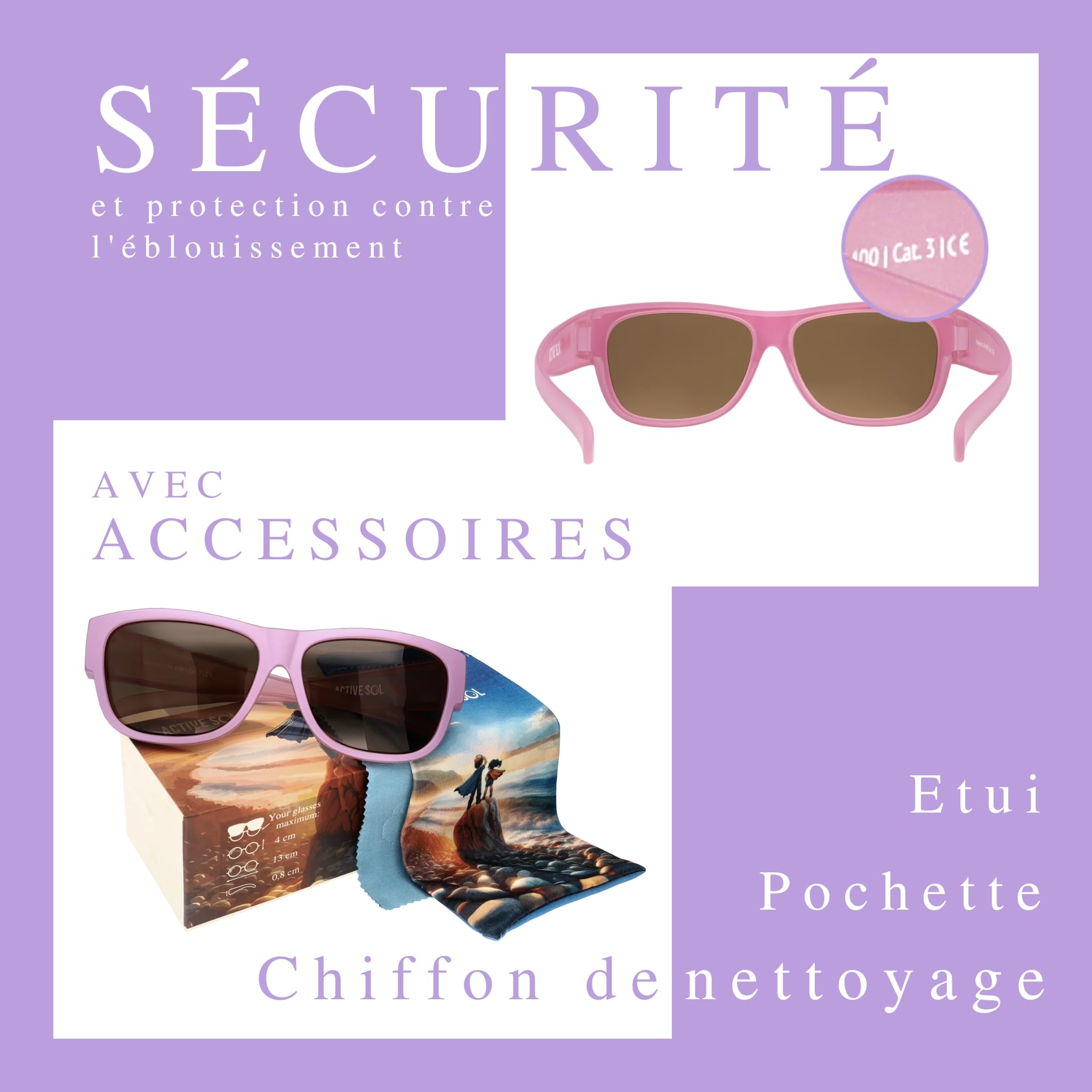 ActiveSol Lunettes de soleil sur-lunettes Hero-Eyes pour enfants, 5-10 ans, Polarizées, UV400