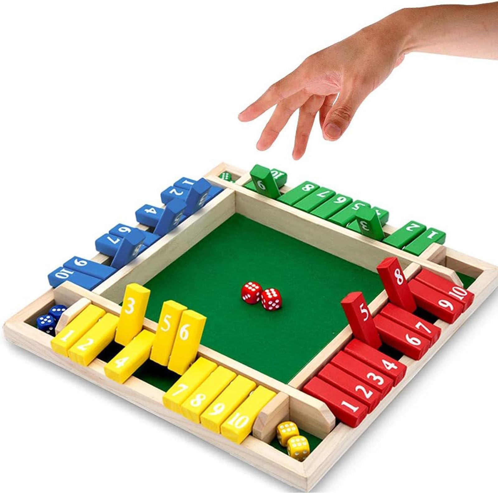 Shut The Box Game, Close The Game, Classic 2-4 Player Dice Game, Shut The Box Game 4 Player, Wooden Board Games, Educational Math Number Dice Games for Kids And Adults