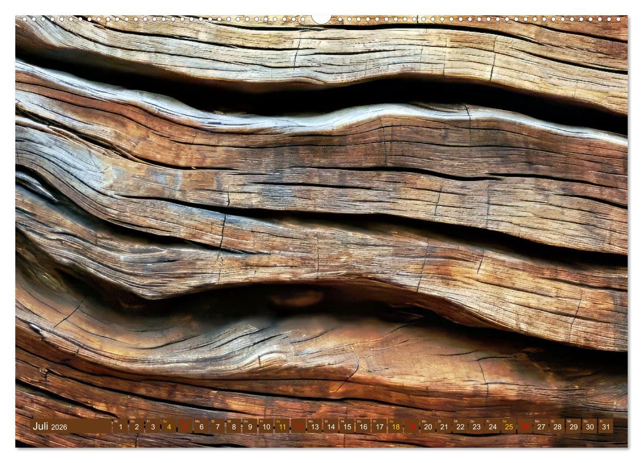 Faszination HOLZ - Strukturen (hochwertiger Premium Wandkalender 2026 DIN A2 quer), Kunstdruck in Hochglanz: Die Seele des Waldes in jedem Strich - ... Strukturen zum Leben erweckt (CALVENDO Natur)