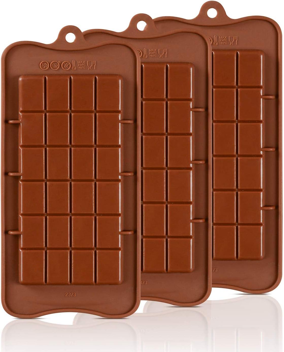 Break Apart Chocolate Moulds Silicone Candy Molds, 3 PCS Chocolate Molds Non-Stick Reusable DIY Baking Molds Candy Protein & Energy Bar Molds