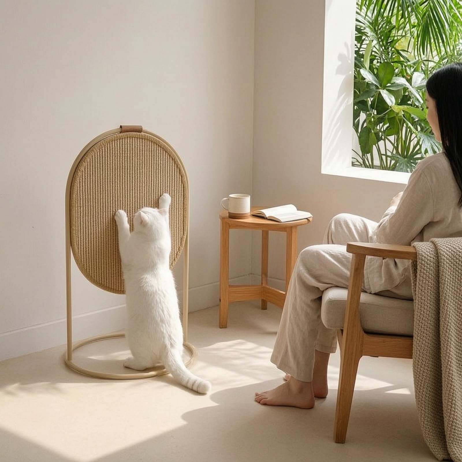 Harilla Griffoir pour Chat avec Structure en, Vert Basilic avec Carton Ondulé, Modèle Breveté, Résistant Aux Griffures, Ne Perd Pas De Copeaux
