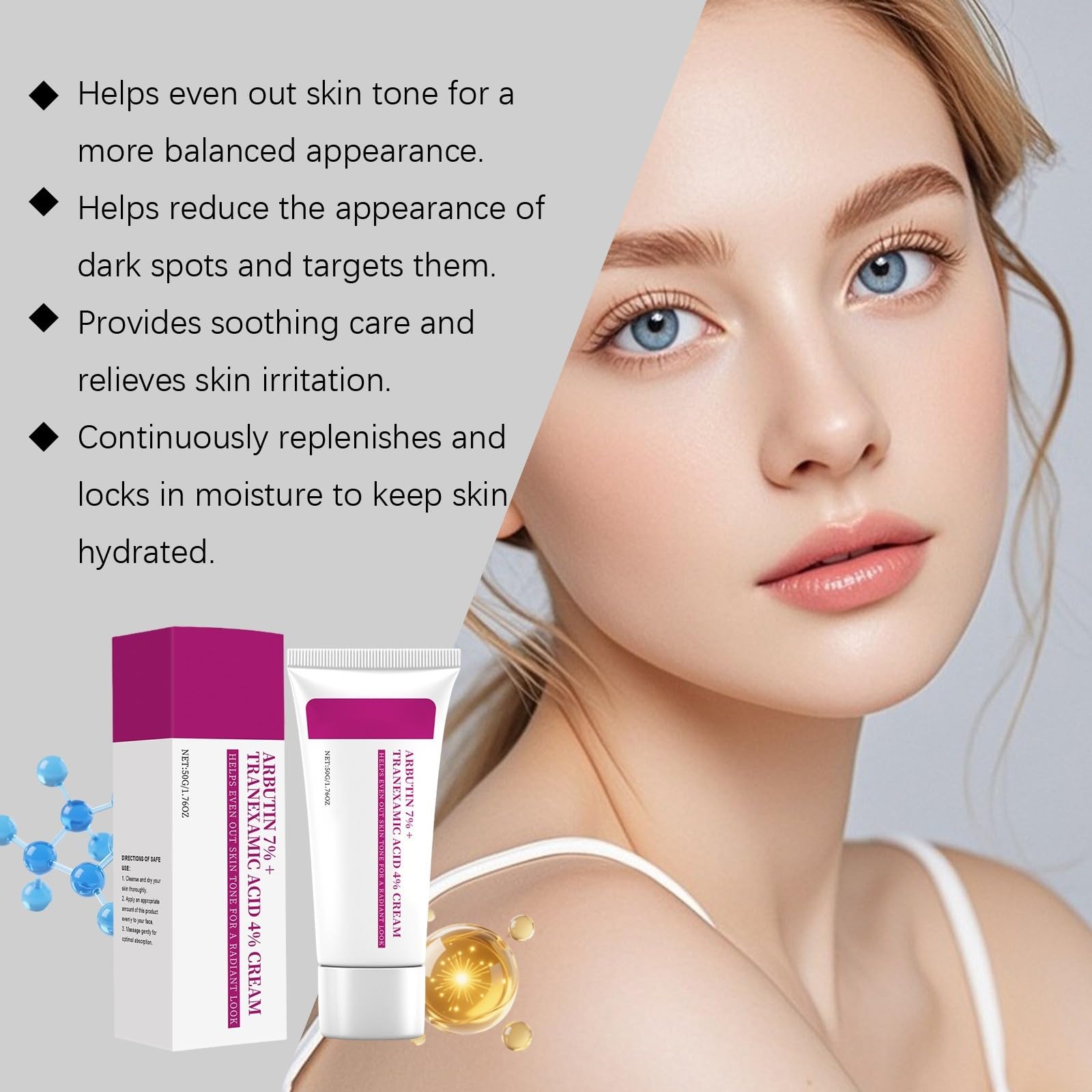 Creme mit Alpha-Arbutin 7 % + Tranexamsäure 4 %, Gesichtscreme gegen