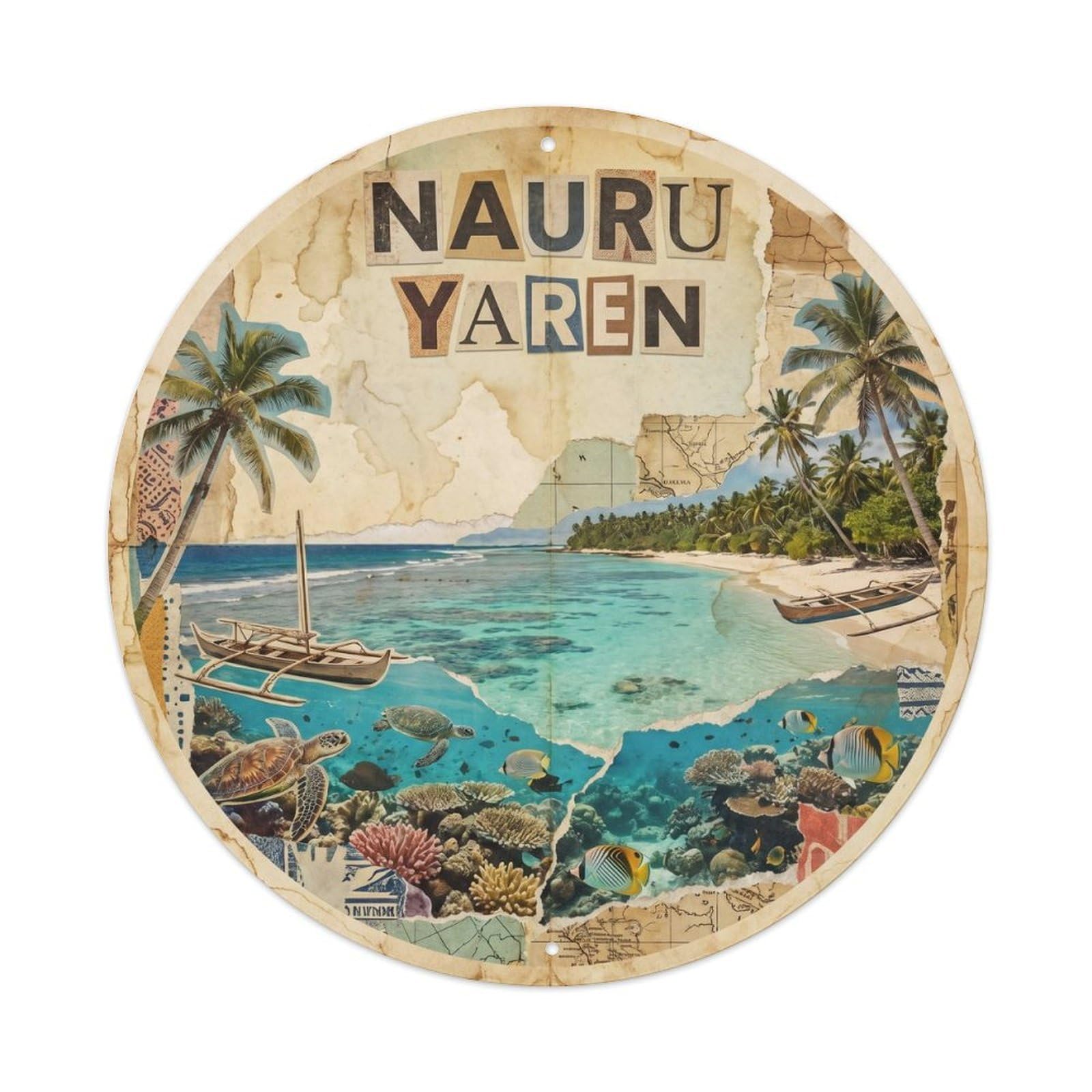 Nauru Aaron Ocean Coast Mixed Media Travel Metal Tin Sign