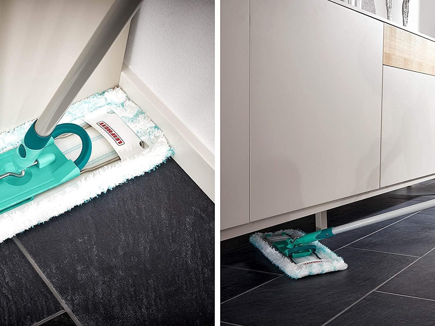 Leifheit Set de cubo escurridor y mopa fregona Profi Compact, mopa friegasuelos con articulación giratoria y cubo profesional con prensa | Juego de fregonas con funda lavable, 42 cm de ancho, funda de microfibra, para grandes superficies, compacta y compa