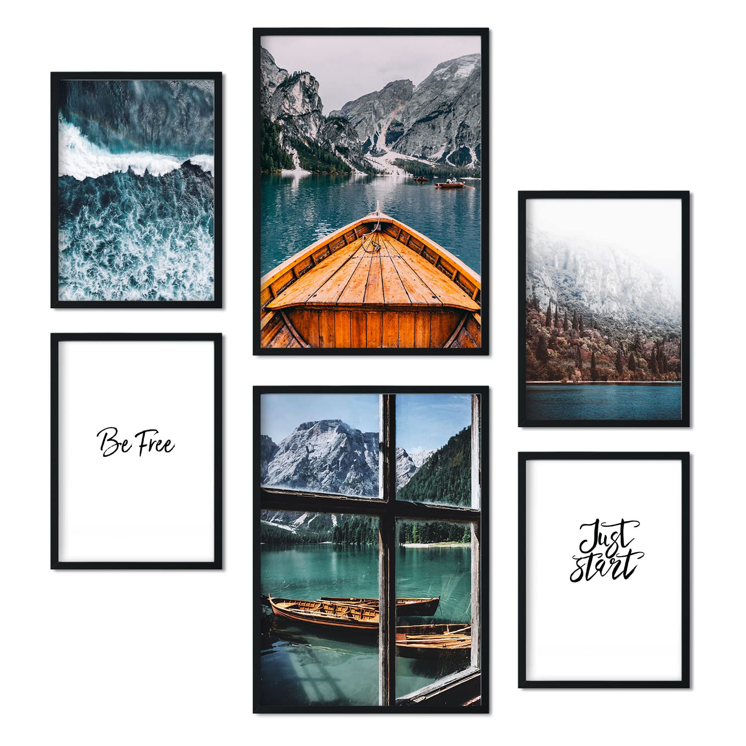 Nacnic - Set 6 Láminas Fotográficas Paisaje Montaña Invierno - Pintura de Pared para Decoración Hogar - Minimalista, Moderno - A3 y A4. Sin marco