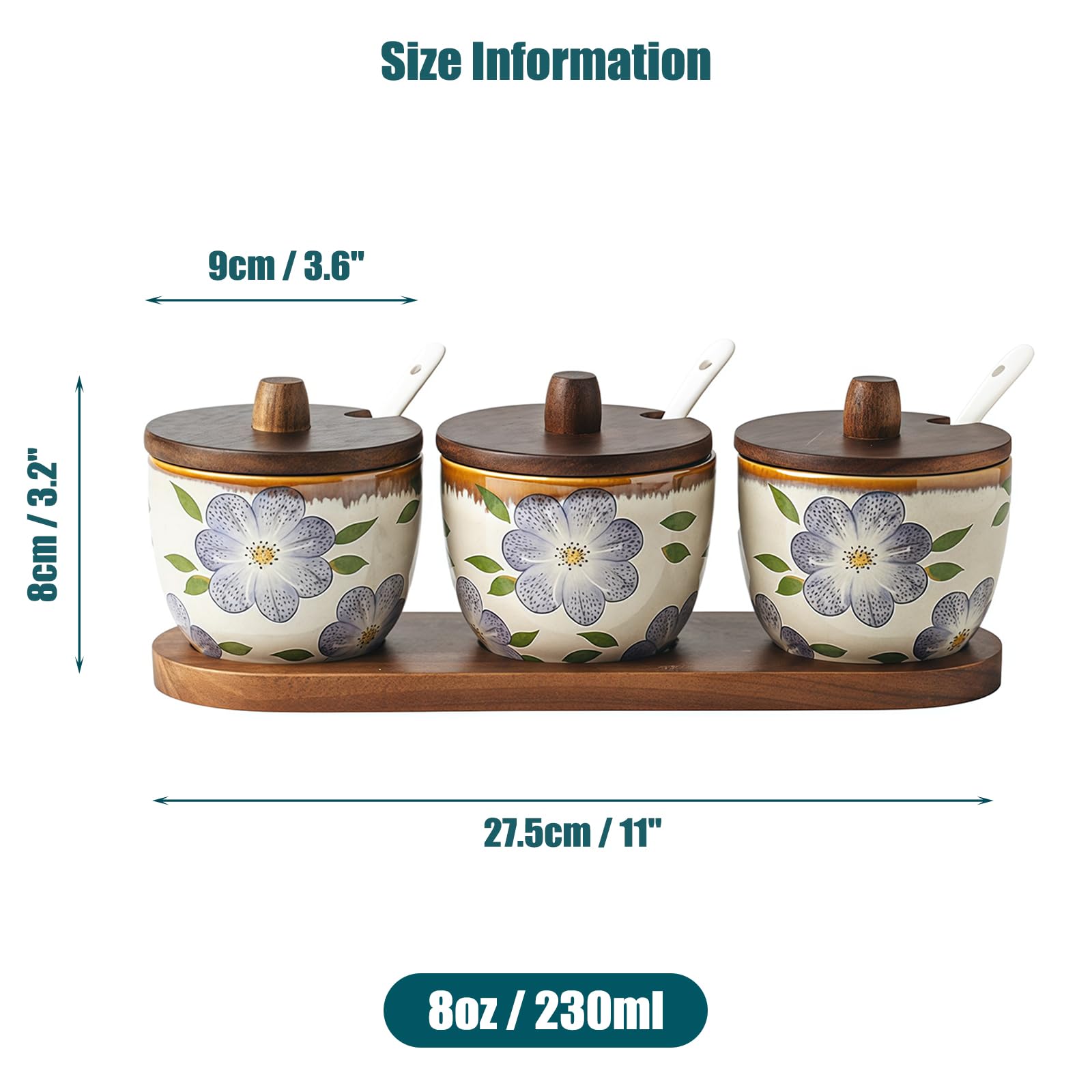 Zuckerdose mit Deckel und Löffel, 3er-Set, Zuckerbehälterhalter für Kaffeebar-Zubehör, Zuckerdose, Zuckerdose, Küchendekoration, Einweihungsgeschenk (Blau-B, 230 ml)