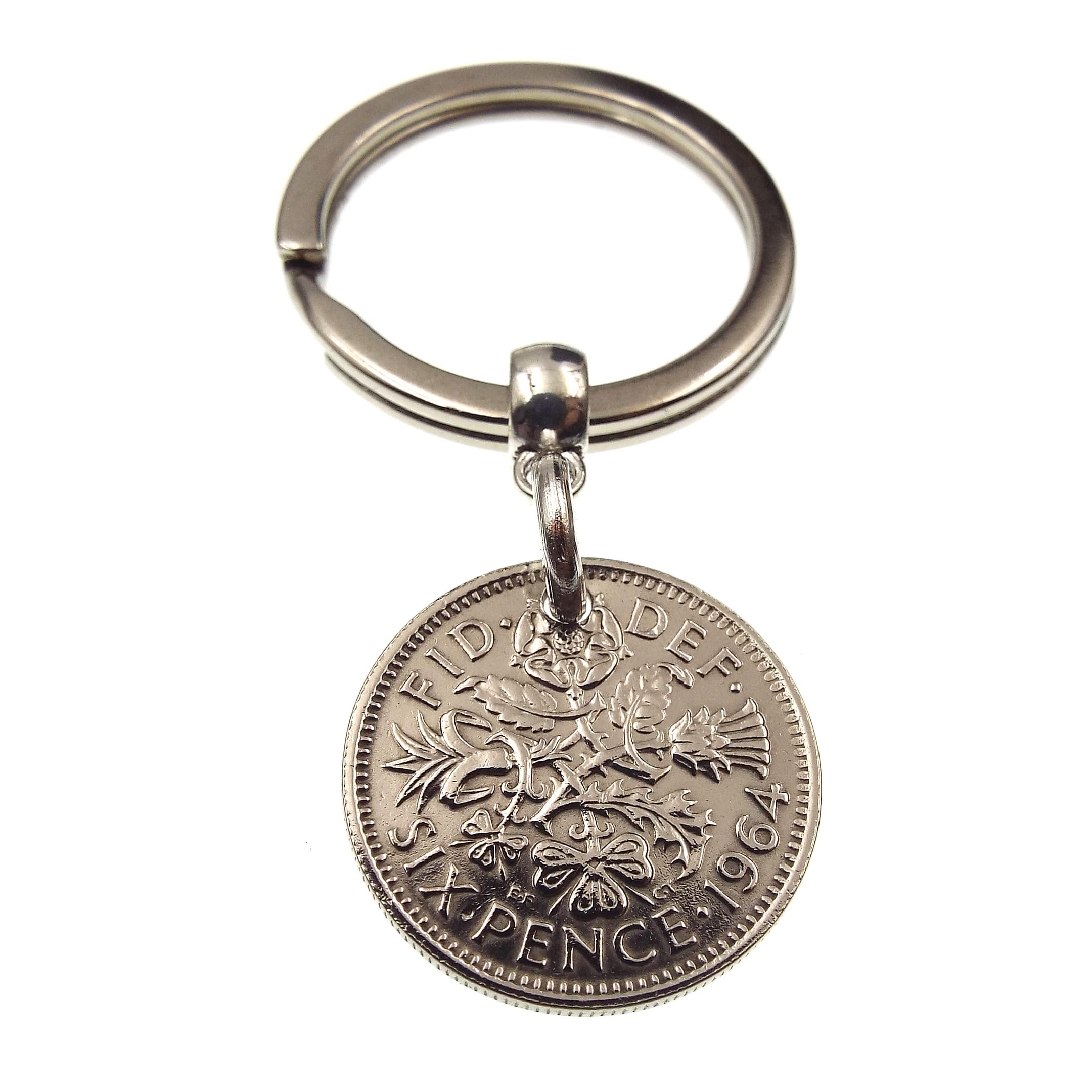 A Silver Dream 1964 Sixpence Coin Keyring
