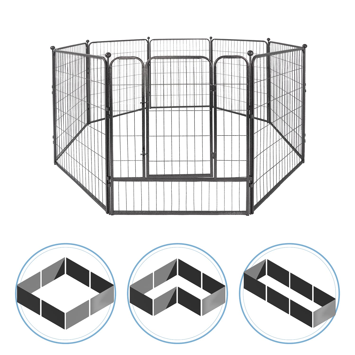 Fencer Wire Foldable Outdoor/Indoor Pet Playpen with Gate, Available in 24"/32"/40" Height Metal Portable Kennel, Heavy-Duty Exercise Fence Cage 8/16/