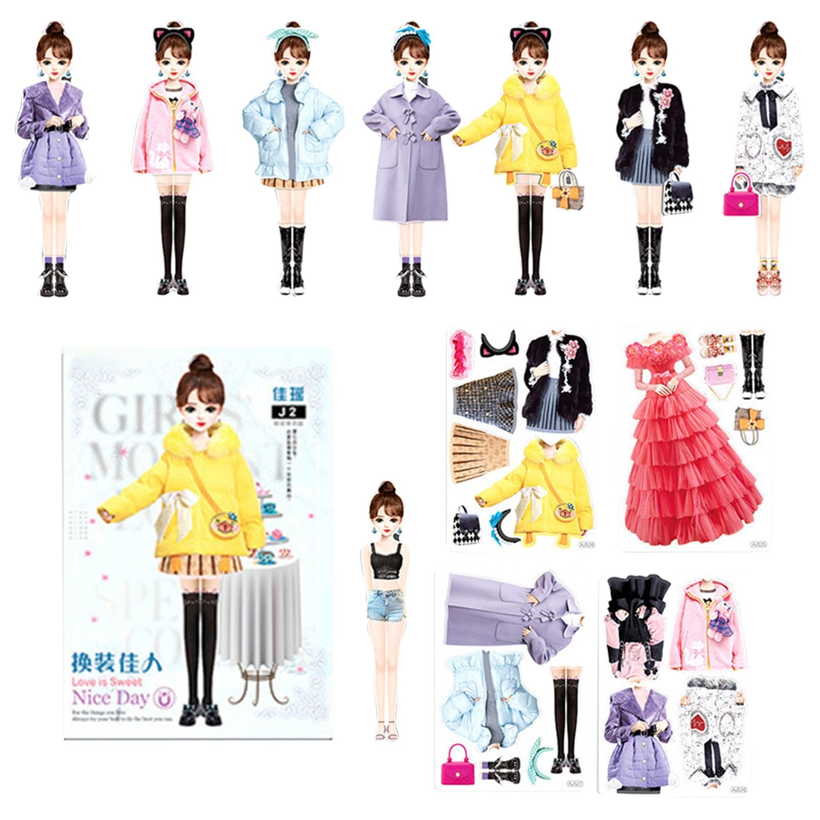 Libro de Actividades con Pegatinas Princesa, Libro de Pegatinas para Vestir a la Princesa - Libro de Actividades magnético para Vestir a la muñeca de la Princesa - Juego de Pegatinas para Vestir a la