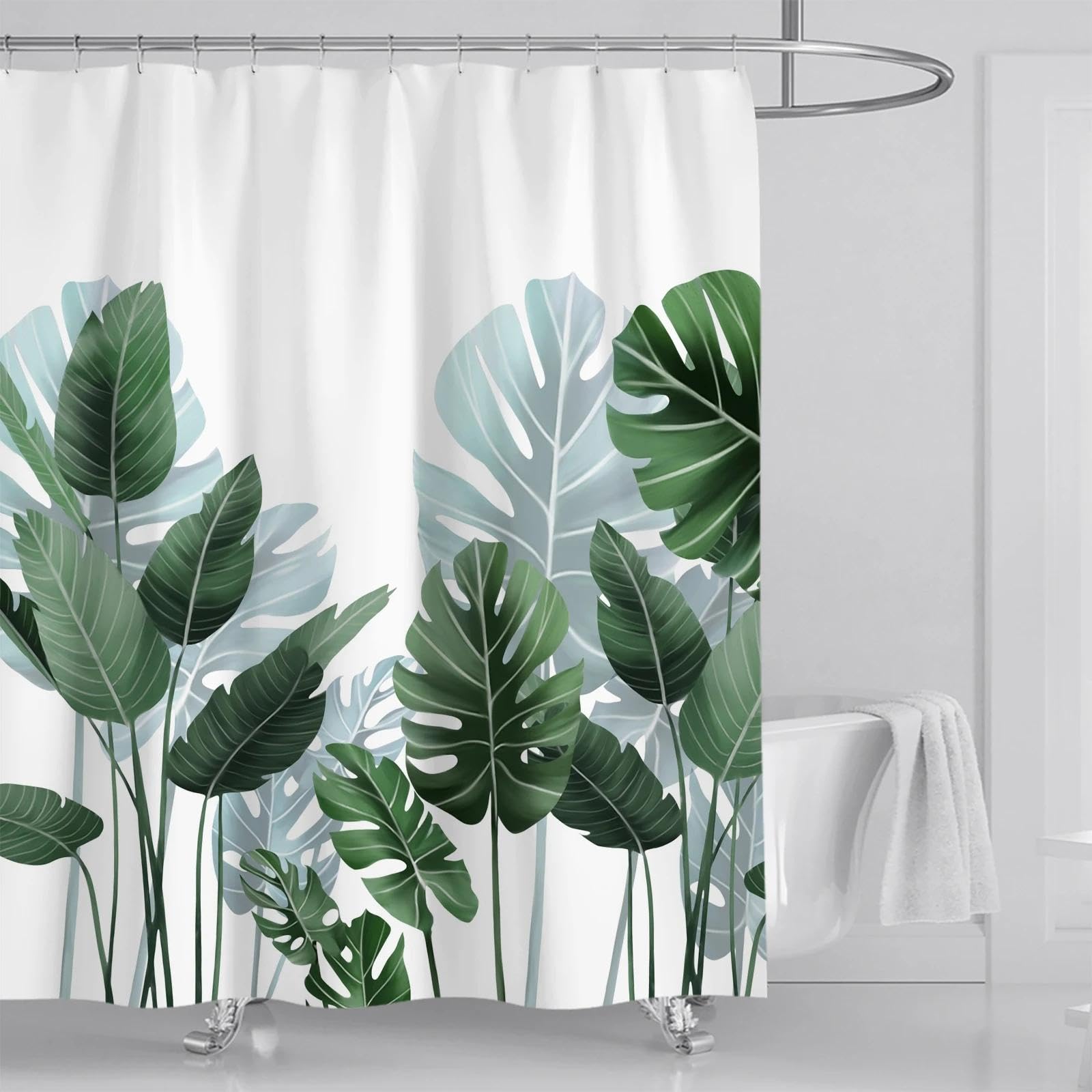 HNBFKD Watercolor Leaves on The Plant with Floral Bathroom Decoration Shower Curtain with Hooks Art Decor Bath-Tub Curtains 120x180cm/47x71in(WxH)