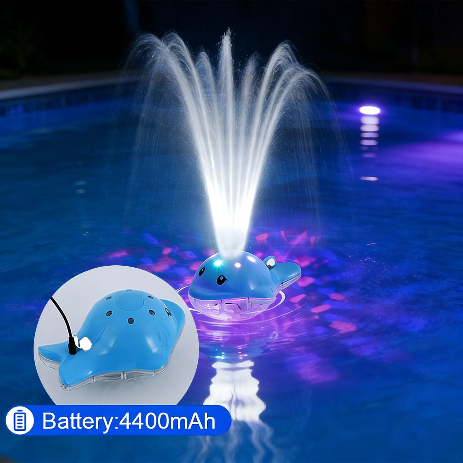 Fontaine de piscine flottante avec 3 modes d'eau et minuterie automatique