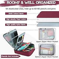 Vista 3 de Kasqo Estuche grande para lápices, 54 ranuras, gran capacidad, portátil, para guardar artículos de papelería, bolsa para bolígrafos, bolsa
