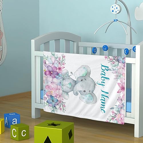 Miniatura 29 de Manta de bebé personalizada con nombre, mantas de bebé de elefante personalizadas para niñas, regalos de bebé, productos para bebés, mantas súper