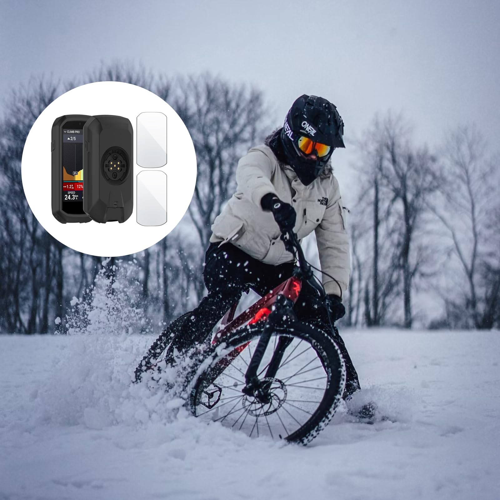 Etui ochronne kompatybilne z Garmin Edge 1050 + 2 folie ochronne na wyświetlacz ze szkła hartowanego, etui ochronne z silikonu – akcesoria rowerowe GPS do Garmin Edge 1050 – czarne