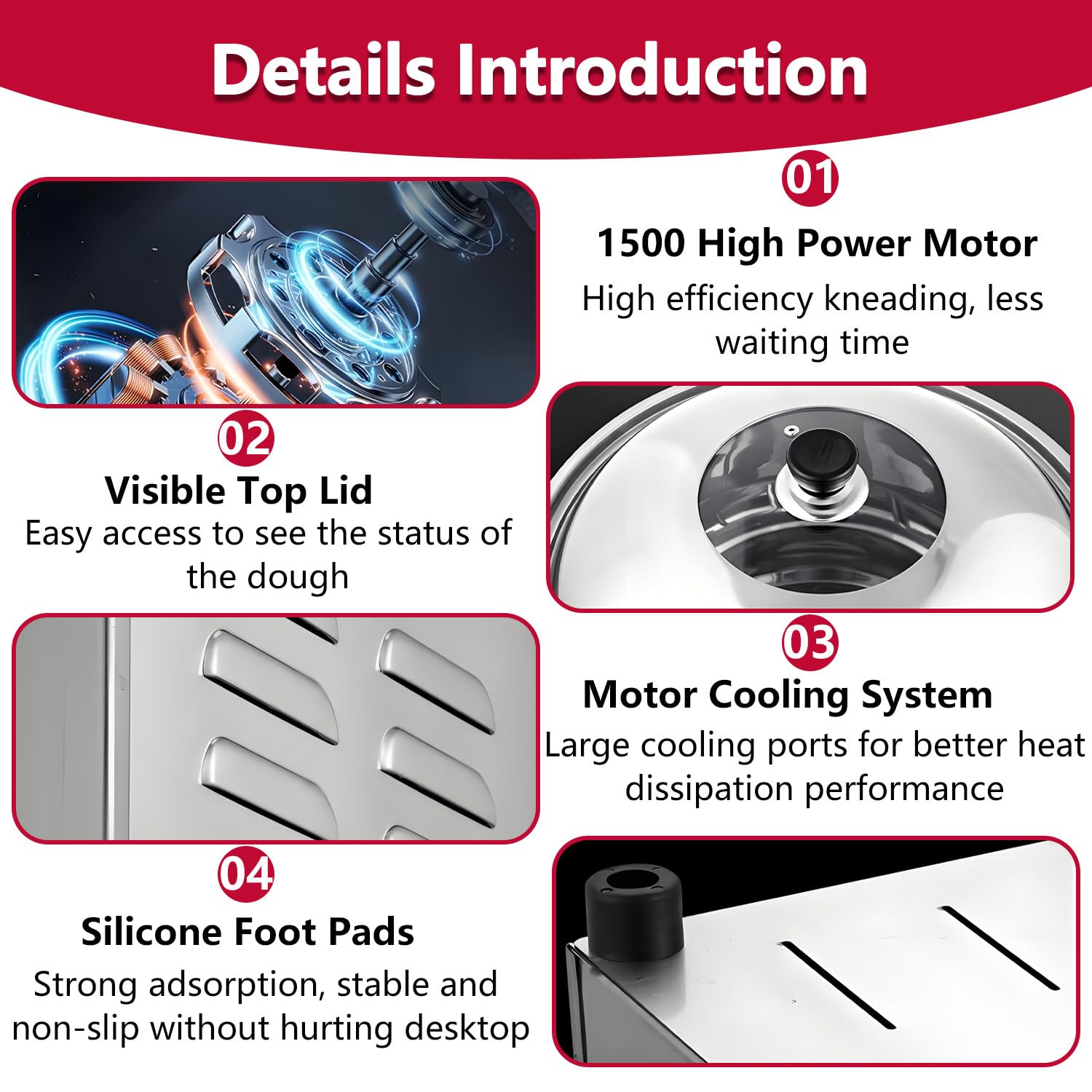 Impastatrice a Spirale Professionale in Acciaio Inox da 2200 W, 5/8 kg, con Doppia Funzione di Impasto Rotante e temporizzazione, per panetteria, Pizzeria e ristoranti. 8KG