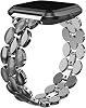 TOYOUTHS Metal Link Compatible with Fitbit Versa 2 Watch BandVersa LiteVersa Bands for Women Stylish Dressy Strap Bracelet Replacement Wristbands Accessories for Versa 2 Special Edition, Black