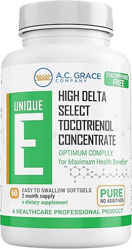 A.C. Grace Company, UNIQUE E Tocotrienoles - Cápsulas blandas sin tocoferol, 60 unidades