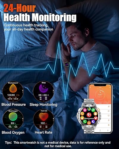 Vista 7 de Relojes inteligentes para hombres con llamada Bluetooth, reloj inteligente AMOLED impermeable de 1.43 pulgadas con linterna, 111 modos deportivos, 2
