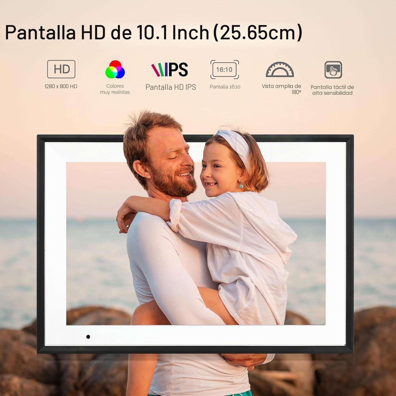 Humblestead Marco de Fotos Digital WiFi de 10,1 Pulgadas 32 GB, rotación automática, Pantalla táctil Inteligente, configuración remota sin Esfuerzo a través de la aplicación AiMOR, Blanco
