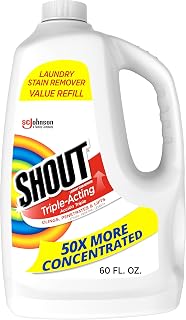 Shout Triple-Acting Enzyme Laundry Stain Remover Refill Spray, 60oz - Lifts Food, Grass, Blood & Dirt Stains from Clothes