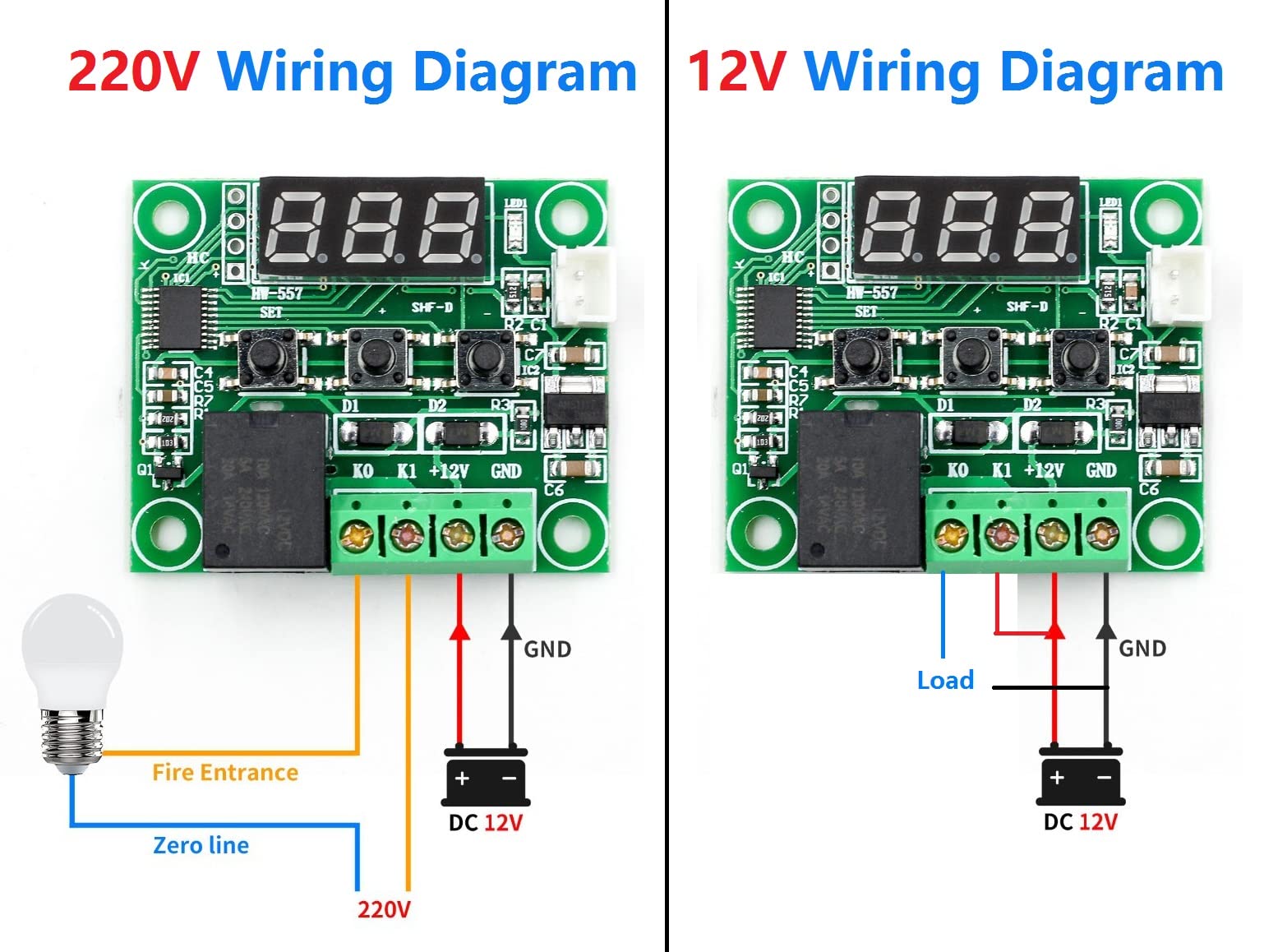 WWZMDiB XH-W1209 12V LED Display Temperature Controllers Module -50~110℃  with Housing (1Pcs) : Amazon.ae: Industrial & Scientific