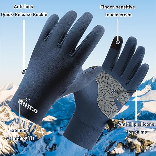 Miniatura 5 de Guantes de correr para hombres y mujeres, guantes de invierno para pantalla táctil, guantes térmicos ligeros con palma de silicona antideslizante