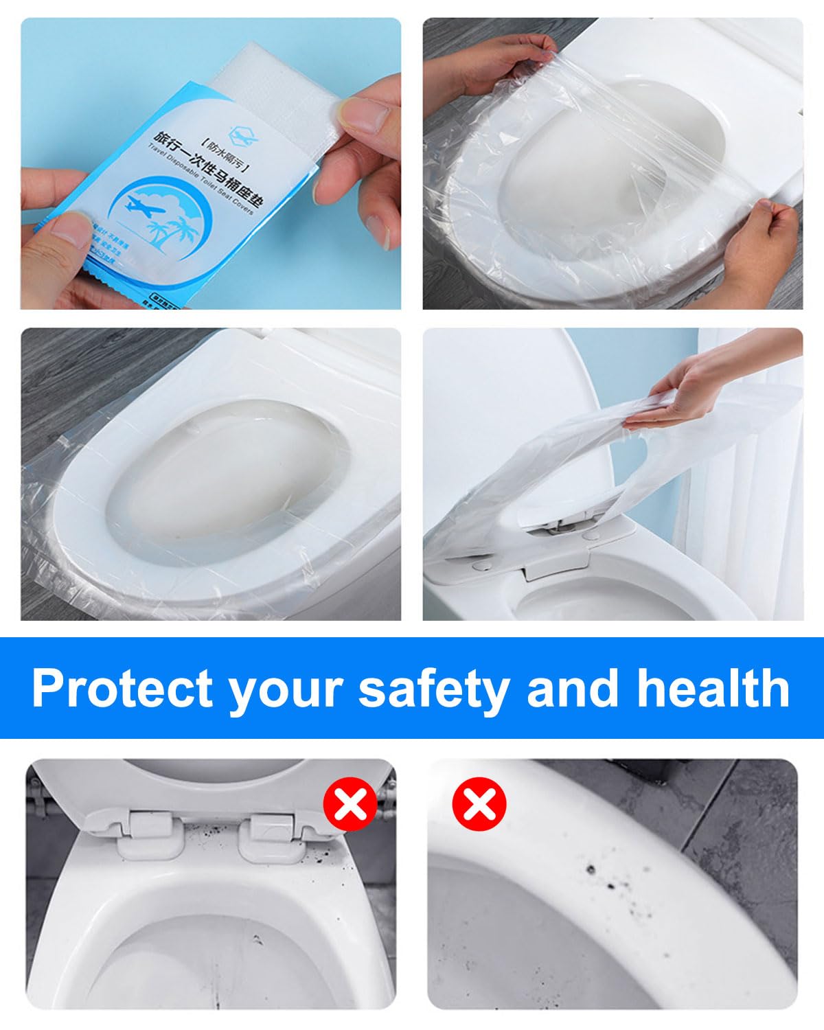 Copriwater USA e Getta Copri Tazza WC Monouso Impermeabili Biodegradabili Toilette Portatili (10pcs)