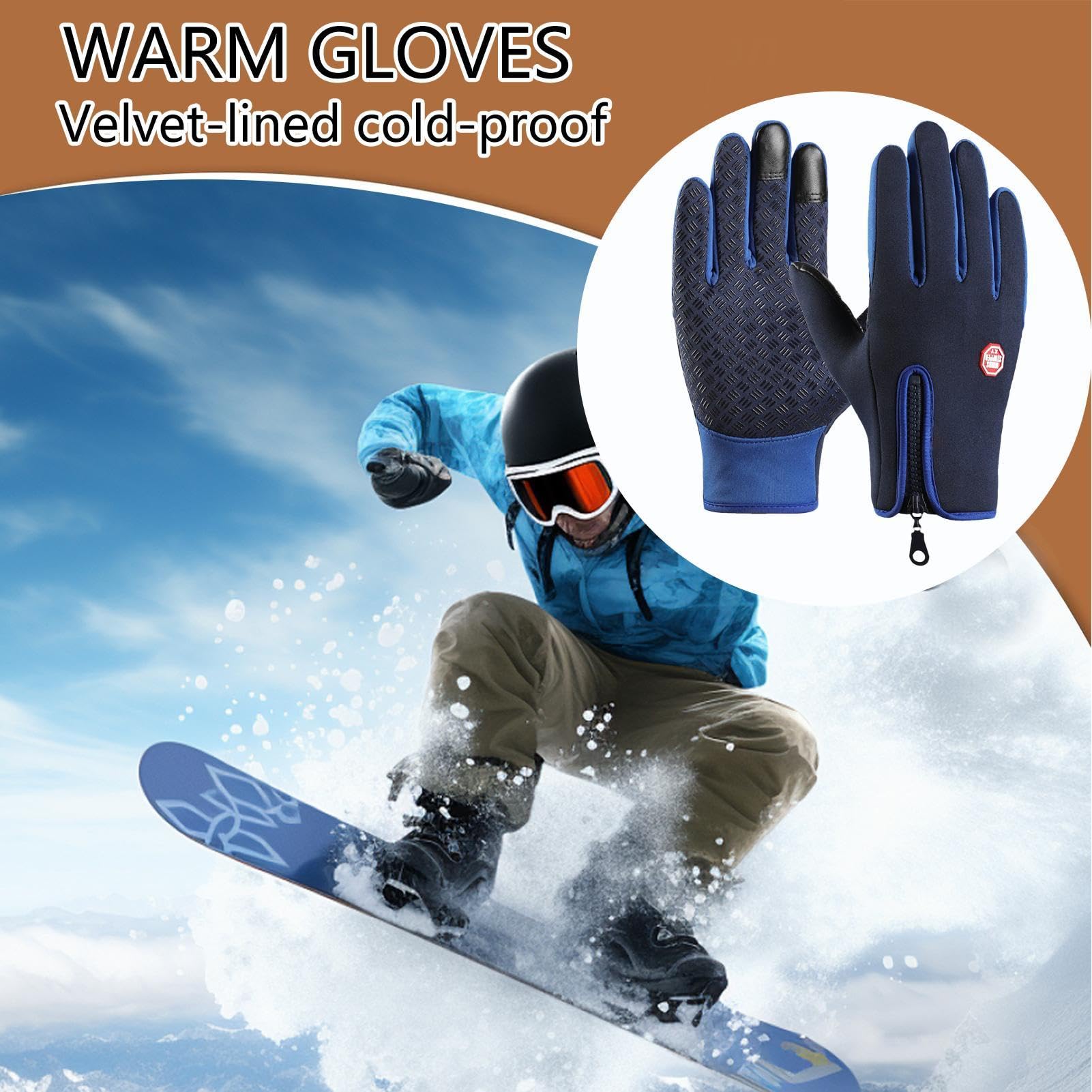 Snowboarding-Handschuhe Unisex Warme Handschuhe Reißverschluss-Design