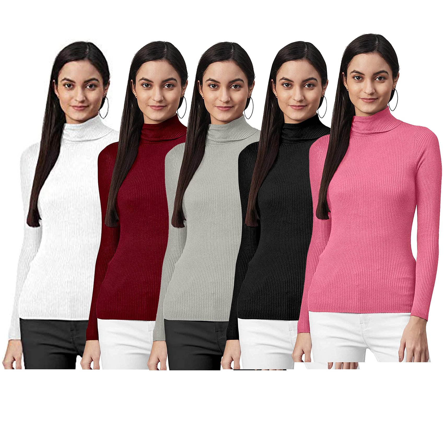 lovo Women's Woollen Warm Full Sleeves High Neck/Inner/Skivvy for Winters Pack of 5-picture-10