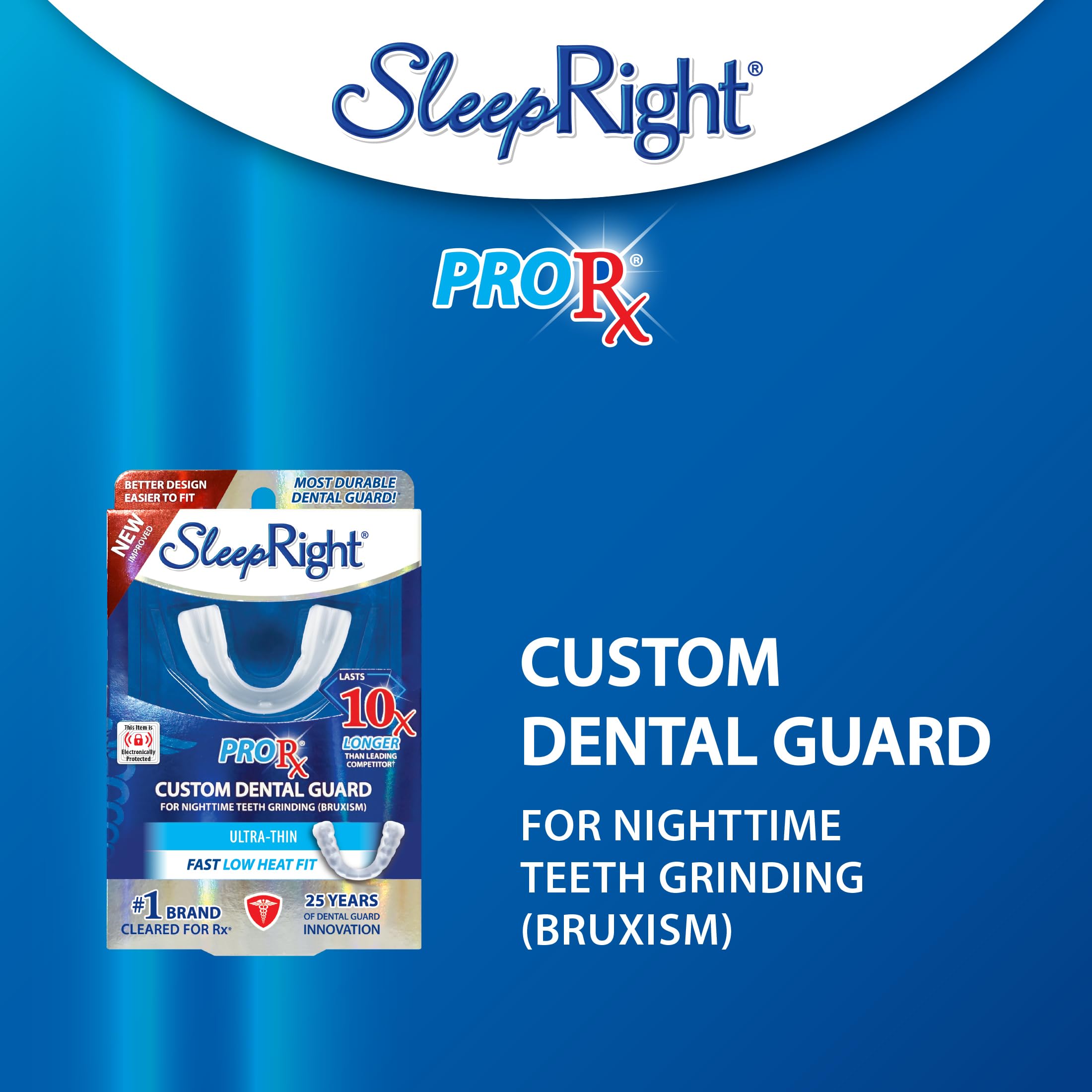 SleepRight ProRX - Protector dental ultrafino, ajuste personalizado, duradero para rechinar los dientes, cómodo para dormir (nueva versión)