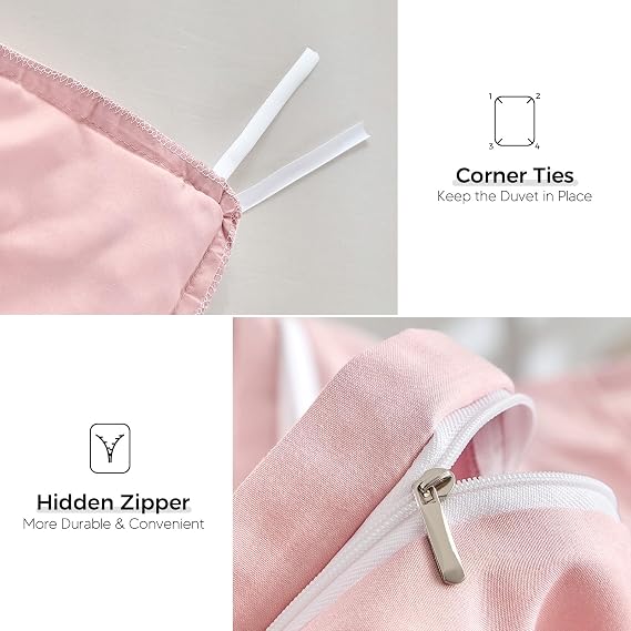 Tokokimo Pink Bedding Double Bed Set With Fitted Sheet