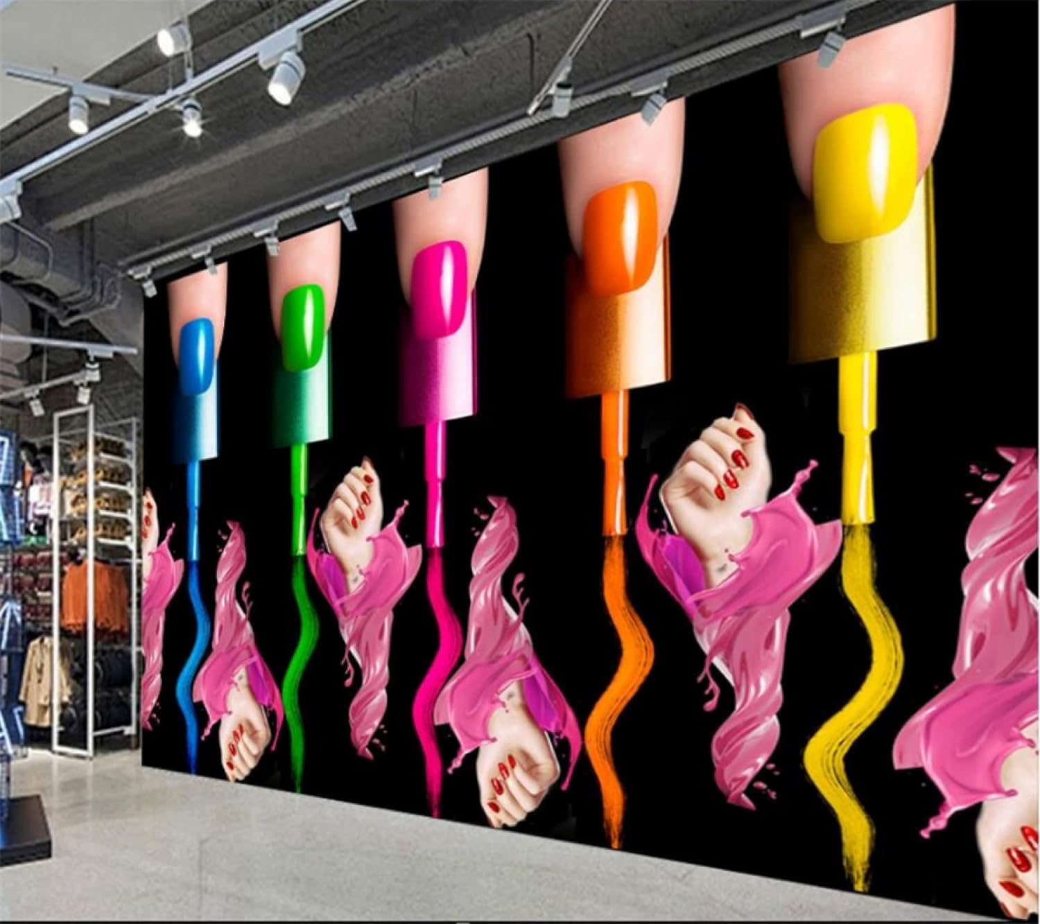 Panoramiczna tapeta do paznokci włóknina tapeta salon piękności plakat Trompe l'oeil Mural 3D sztuka dekoracja ścienna salon sypialnia 250x175 cm 2916b