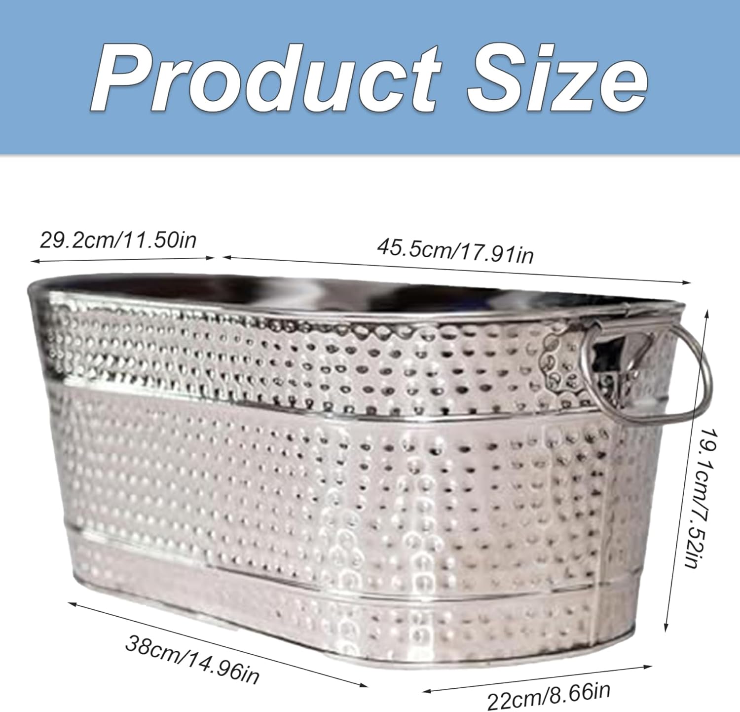 Beverage Tub Food Safe Galvanized Ice Tub with Handles 15QT Champagne Chiller Rust Resistant & Sturdy Drink Cooler for Parties Keep Ice for 8 Hours Cooling Bar