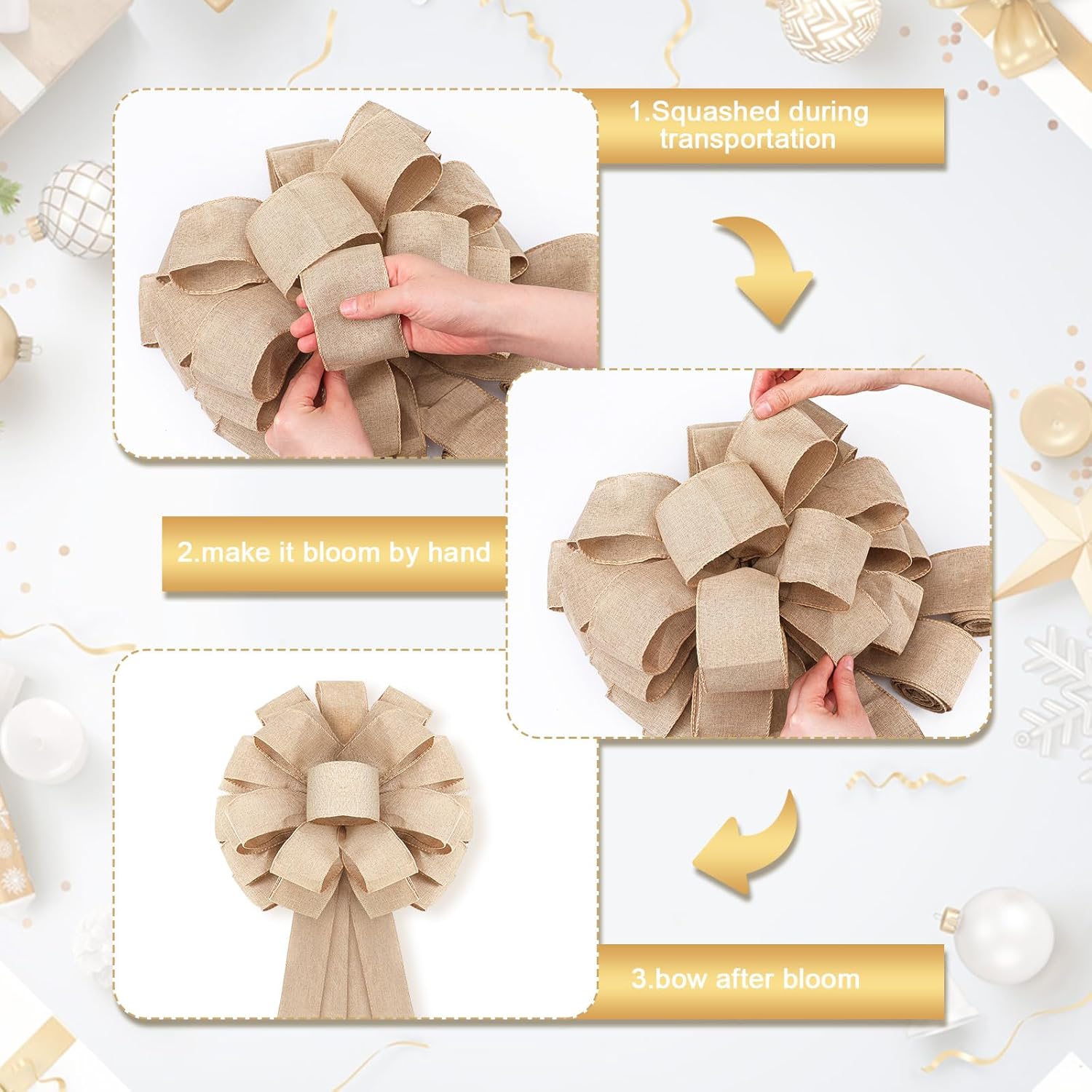 Redbaker 9ft Large Christmas Tree Topper Bows Xmas Treetop Ribbons Gift for Holiday Family Party Indoor Outdoor Decor