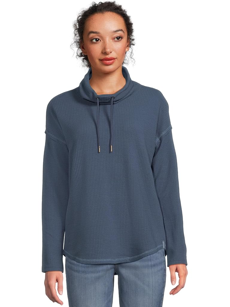 Blue Lilla P Rounded Hem Mock Neck