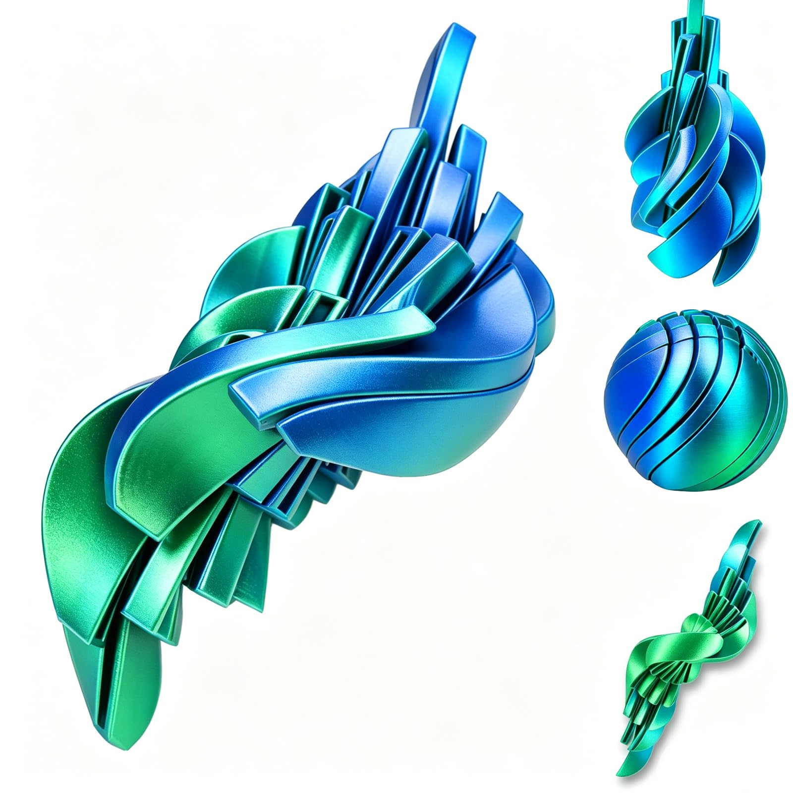Dubydu 3D Printed Fidget Ball, Morphslime Liquid-Like Stress Relief Ball, Sensory Fidget Toy with Flowing Effect, Stress Relief Toy for Work, Home & Travel, Cool Gadget Gift for Kids Teens Ad (Green)