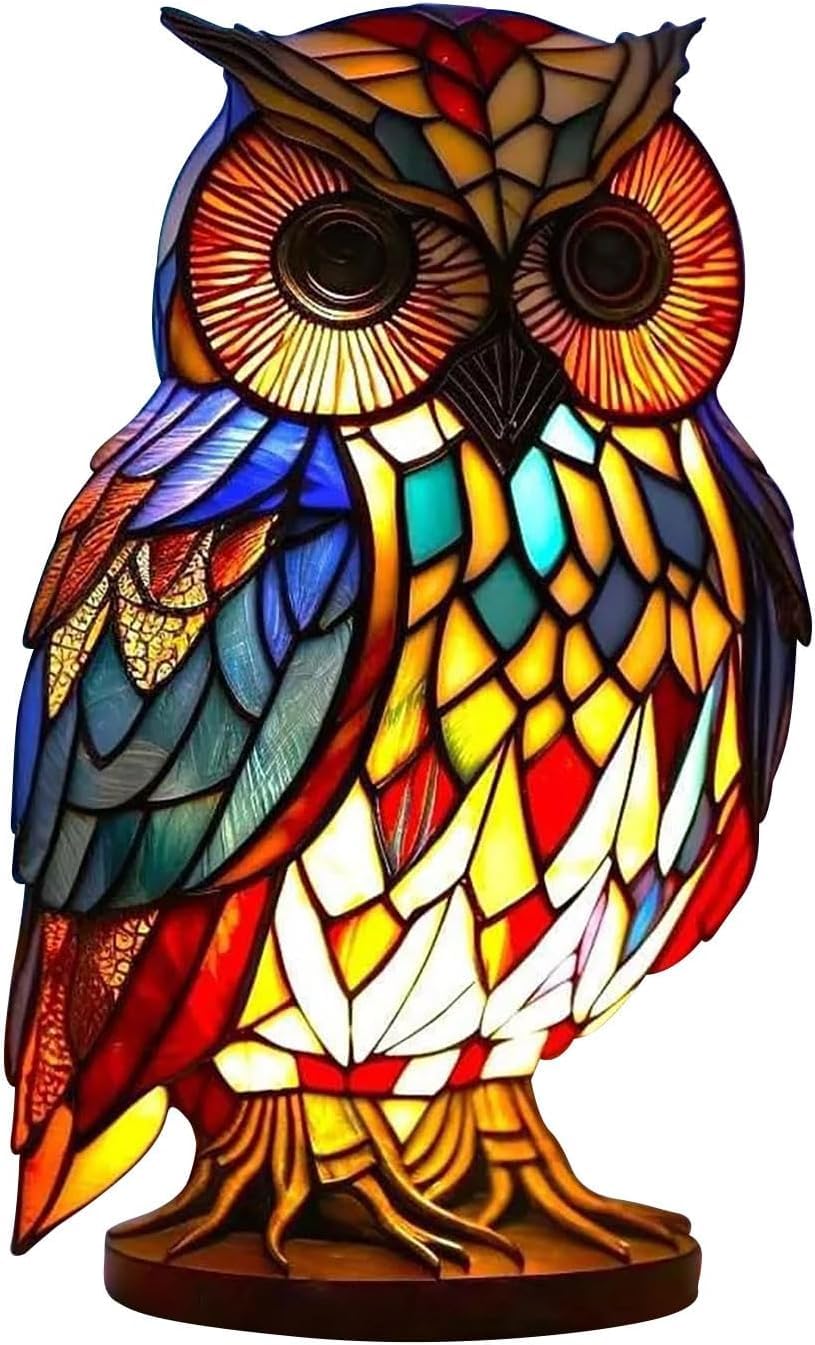 Serie di lampade da tavolo a forma di animali, lampada da tavolo 3D, lampada da tavolo a forma di vetro (gufo)