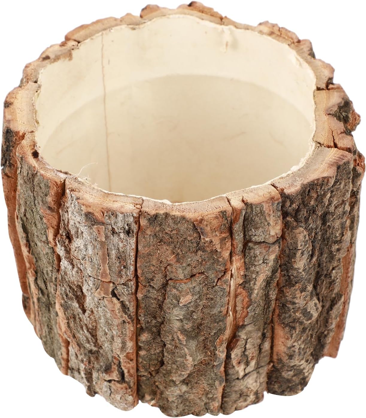 YARNOW 3.9 Inch Wooden Bark Vase, Rustic Farmhouse Container for Flower Arrangement Table Centerpiece Home Decor