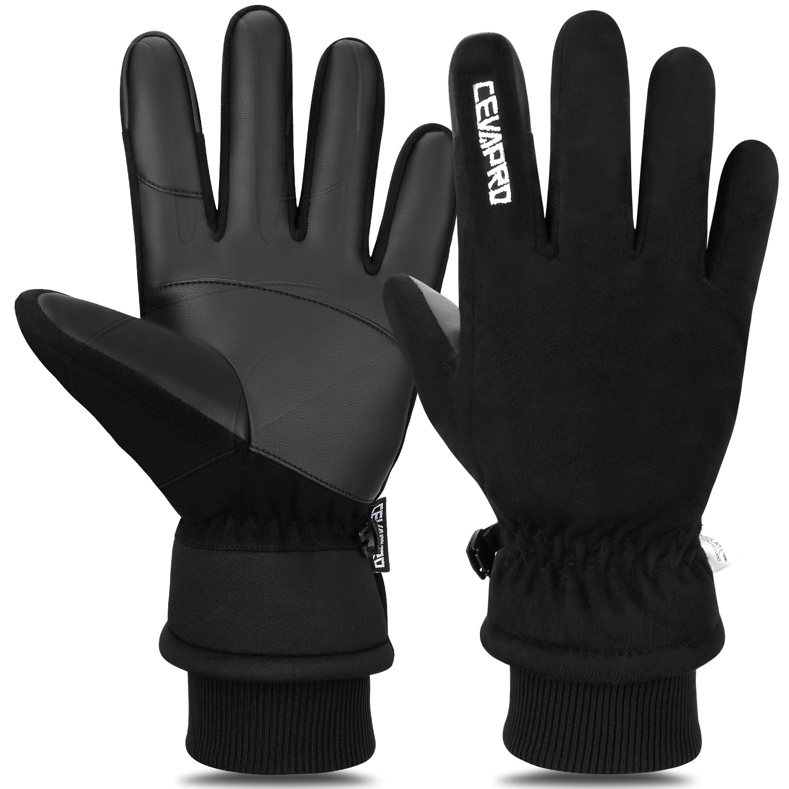 Cevapro Winter Thermal Gloves for Men Women, -20℉ Anti-Slip Waterproof Deerskin Suede Insulated Touchscreen Gloves.