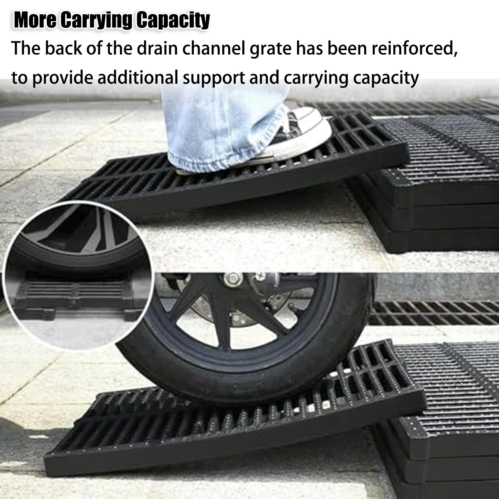 Grille De Drainage Caniveau Grilles de drainage pour jardin extérieur, grille rectangulaire en plastique de 19,6 pouces, adaptées aux trottoirs, aux pelouses de garage et aux terrasses.(50x30x2cm/19.6