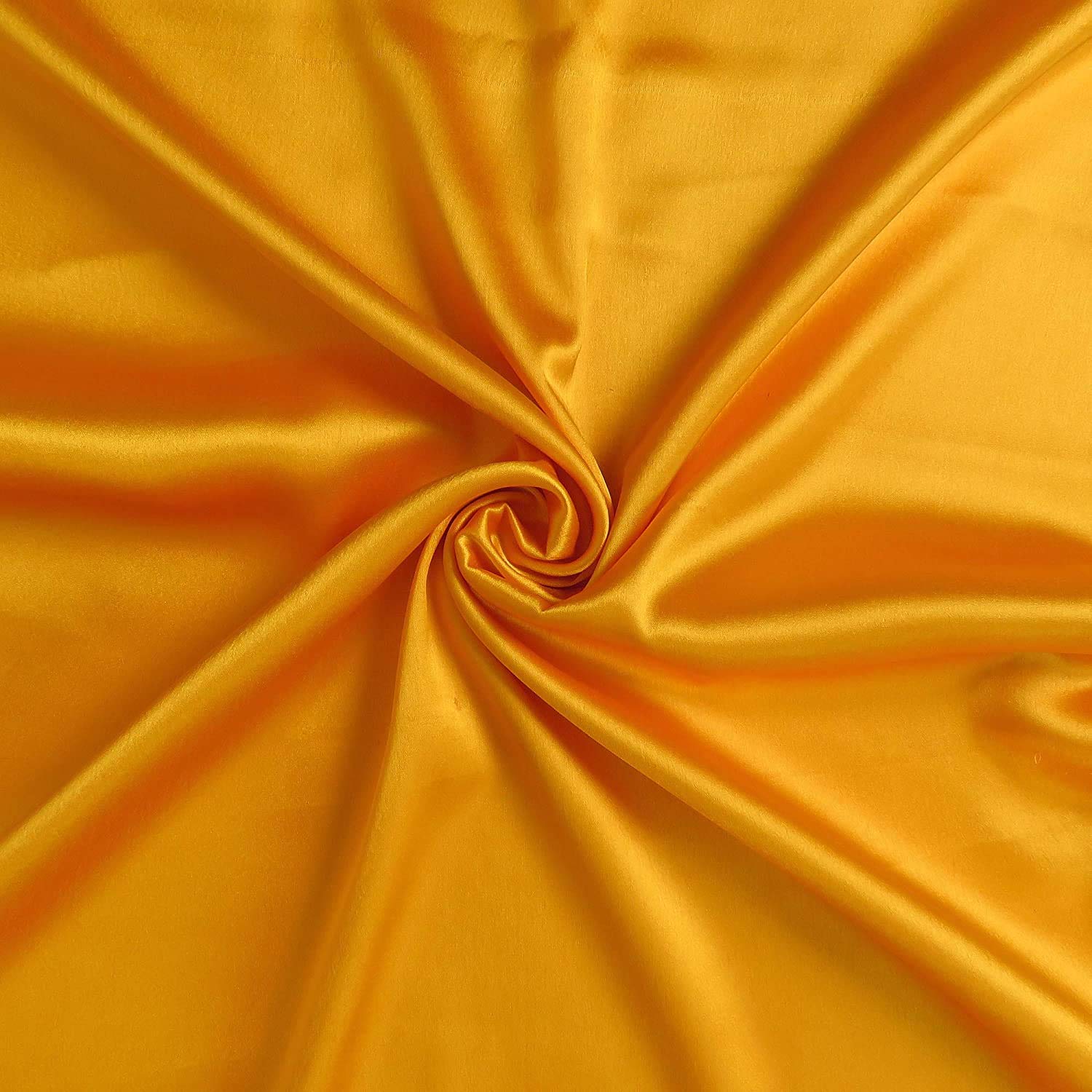 SXK Satin Unstiched Fabric for Saree/Pillow Cover/SCRUNCHIES/Dress,Soft and Silky Satin Fabric, WIDTH-44",(Color-Sun Gold, Size-6 MTR)