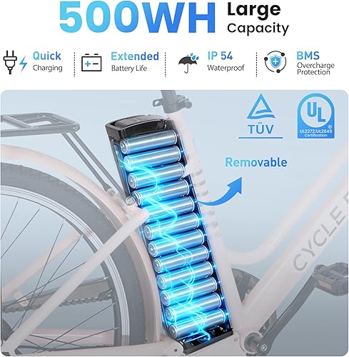Miniatura 3 de Bicicleta eléctrica de 26 pulgadas, bicicleta eléctrica de viaje urbano de 1000 W, bicicleta eléctrica de paso a paso de 70 millas y 20 MPH, batería