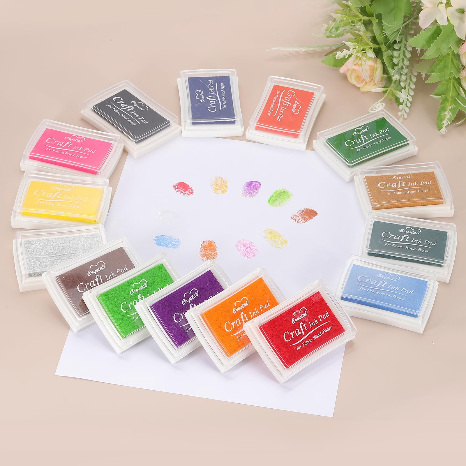 Tampons Encreurs Lavables 8 Couleurs - Avec étui En Métal - 10,2x5,6x1,8 Cm - Pour Papier, Bois, Tissu, Empreintes Digitales - Activités DIY - 2
