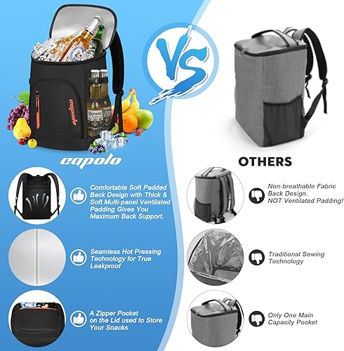 Miniatura 5 de Capolo Mochila enfriadora de 3045 latas, bolsa térmica aislada para bebidas, enfriador suave, almuerzo, camping, viajes, picnic, senderismo para
