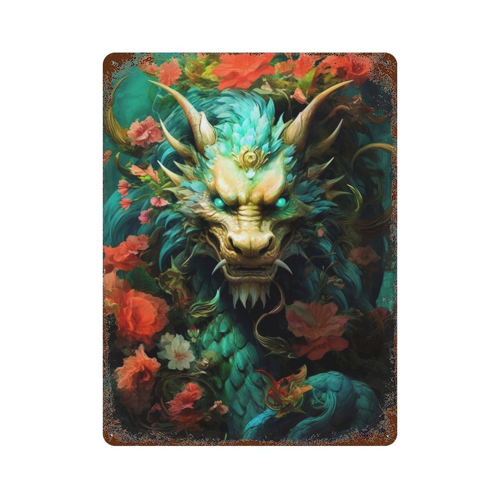 Seraphina Dragon Vintage Rust Metal Sign 15.7"x11.8", for Basement, Hobby Room And Garage Decor, Farmhouse Wall Decor