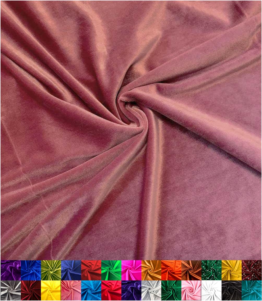 Barcelonetta | Stretch Velvet Fabric | Luxury & Soft | Velvet Fabric | 60" Wide Roll | 10% Spandex | Sewing, Apparel, Upholstery (DustyRose, 2 Yards)