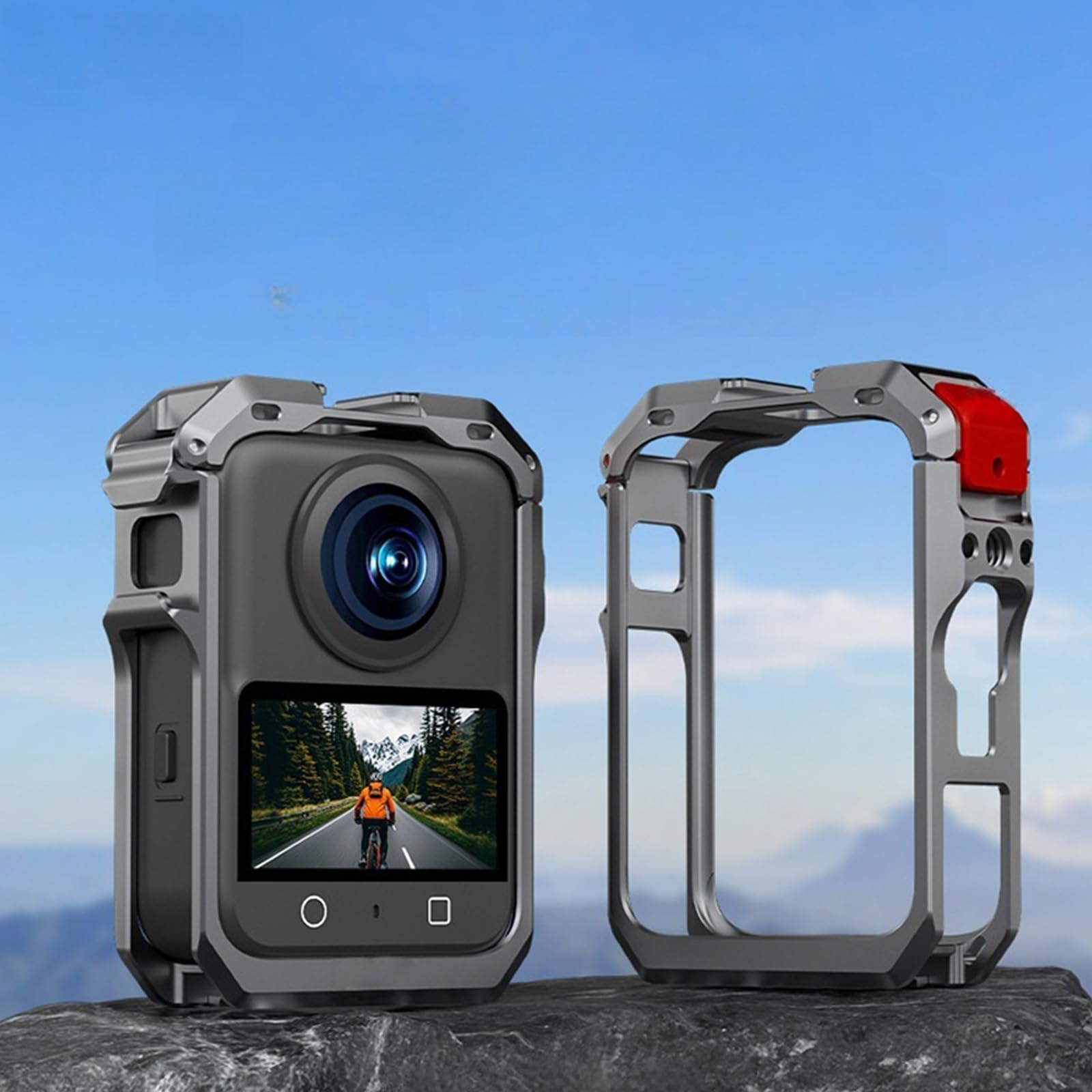 Boîtier multifonction en aluminium adapté pour les appareils photo à 360° améliorant le refroidissement, la portabilité compacte et l'intégration d'accessoires Cage de caméra antichoc